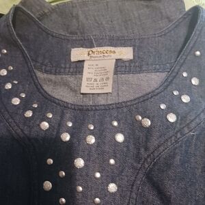 Chic Denim Blue Jeans with Studded Accents